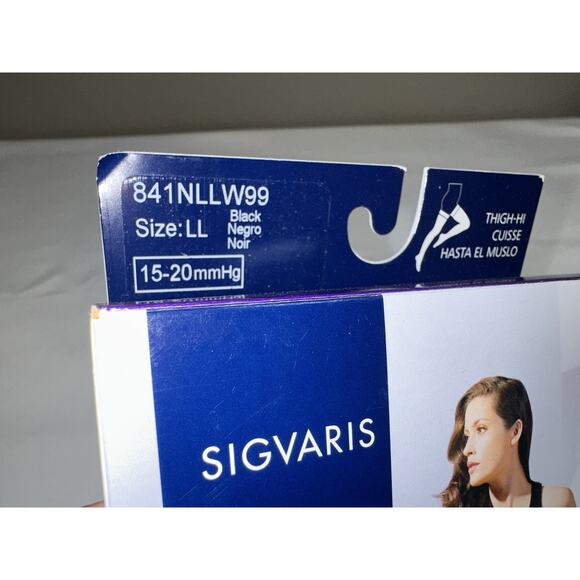 Sigvaris Medical Graduated Compression Hosiery Black Soft Opaque 15-20 mmHg LL - Picture 6 of 7